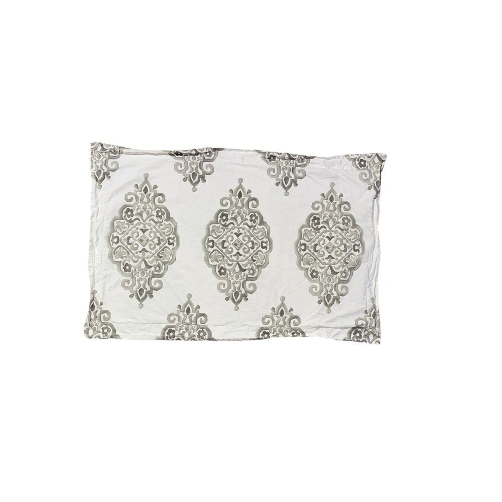 Pottery Barn Asher Medallion Duvet Cover Set King Shams Organic Cotton Gray 3 Pc - Picture 2 of 5